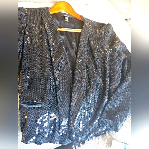 Sequined Black Jacket by Style & Co Size Large - Picture 5 of 9